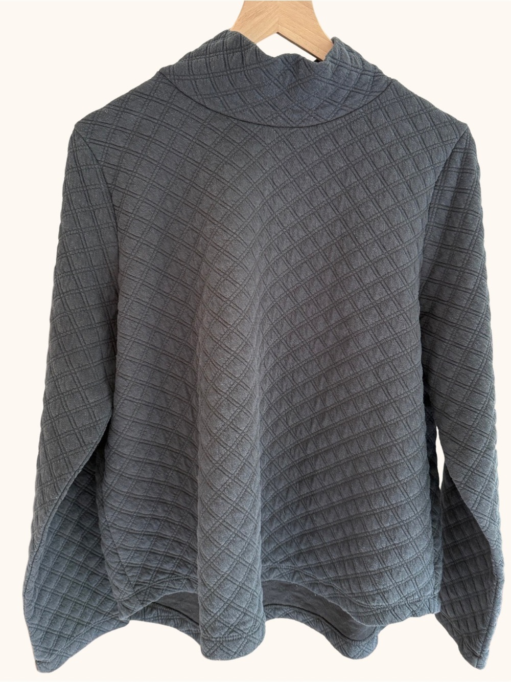 J.Crew Black Quilted Swing Funnel Neck Pullover Top XL